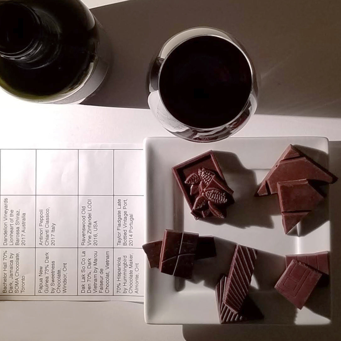 dark chocolate and red wine pairing notes, JoJo CoCo, Canada