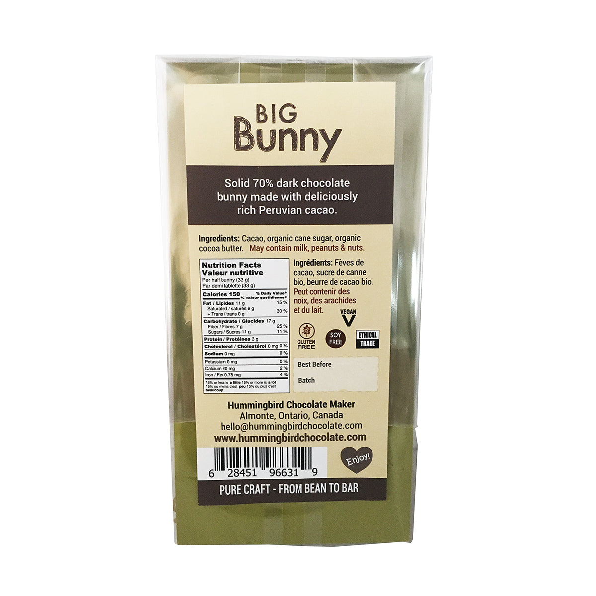 70% dark chocolate Easter Bunny, JoJoCoCo