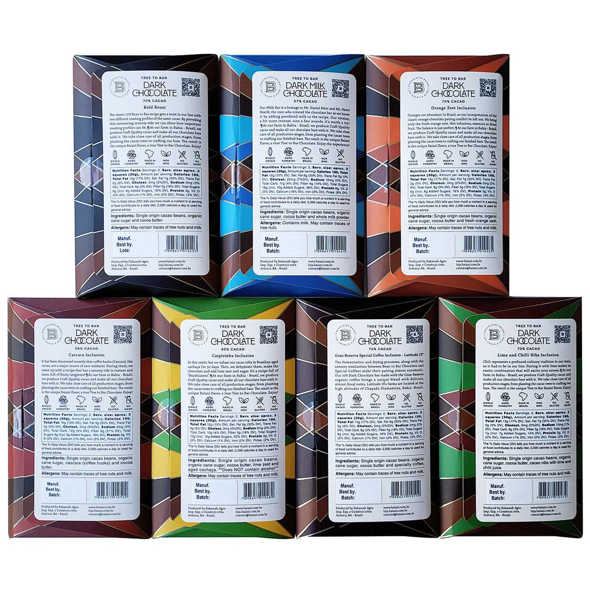 Baiani Chocolate, Brazil, in Canada, ingredients