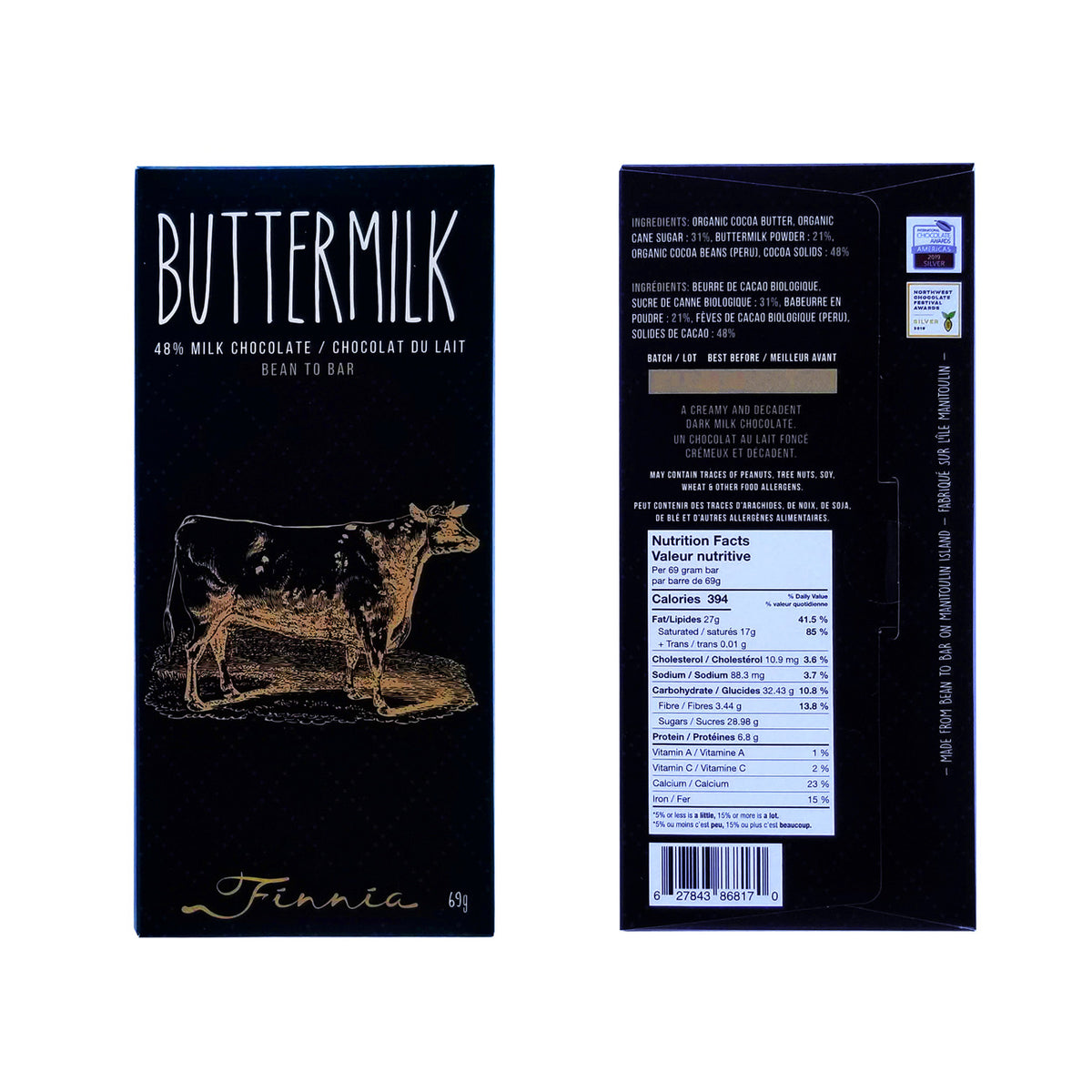 finnia buttermilk bean to bar milk chocoalte