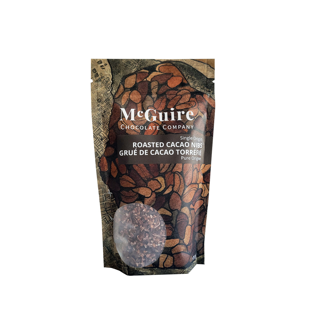 McGuire Roasted Cacao Nibs in a beautiful bag