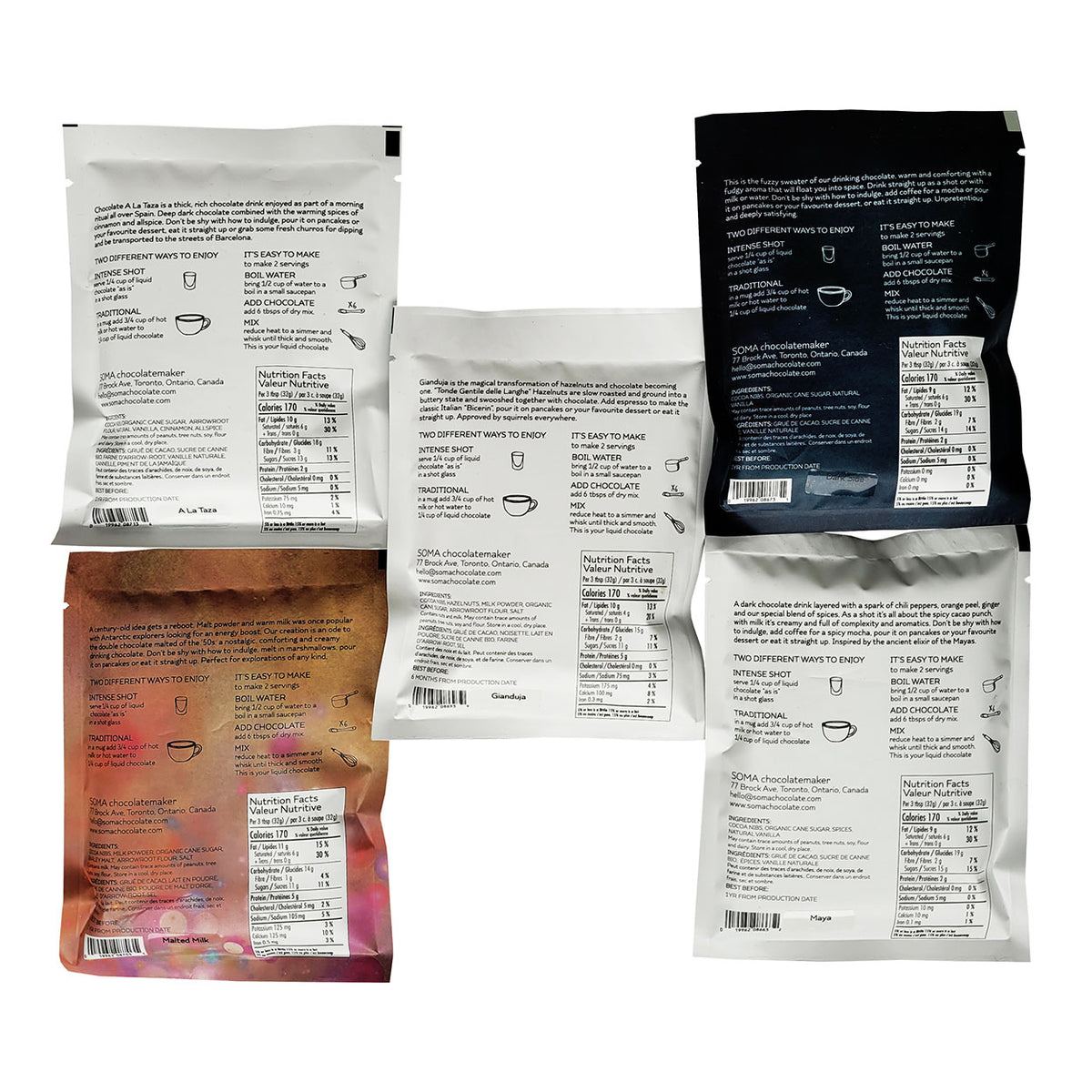 Soma Drinking Chocolate, bean to bar ingredients