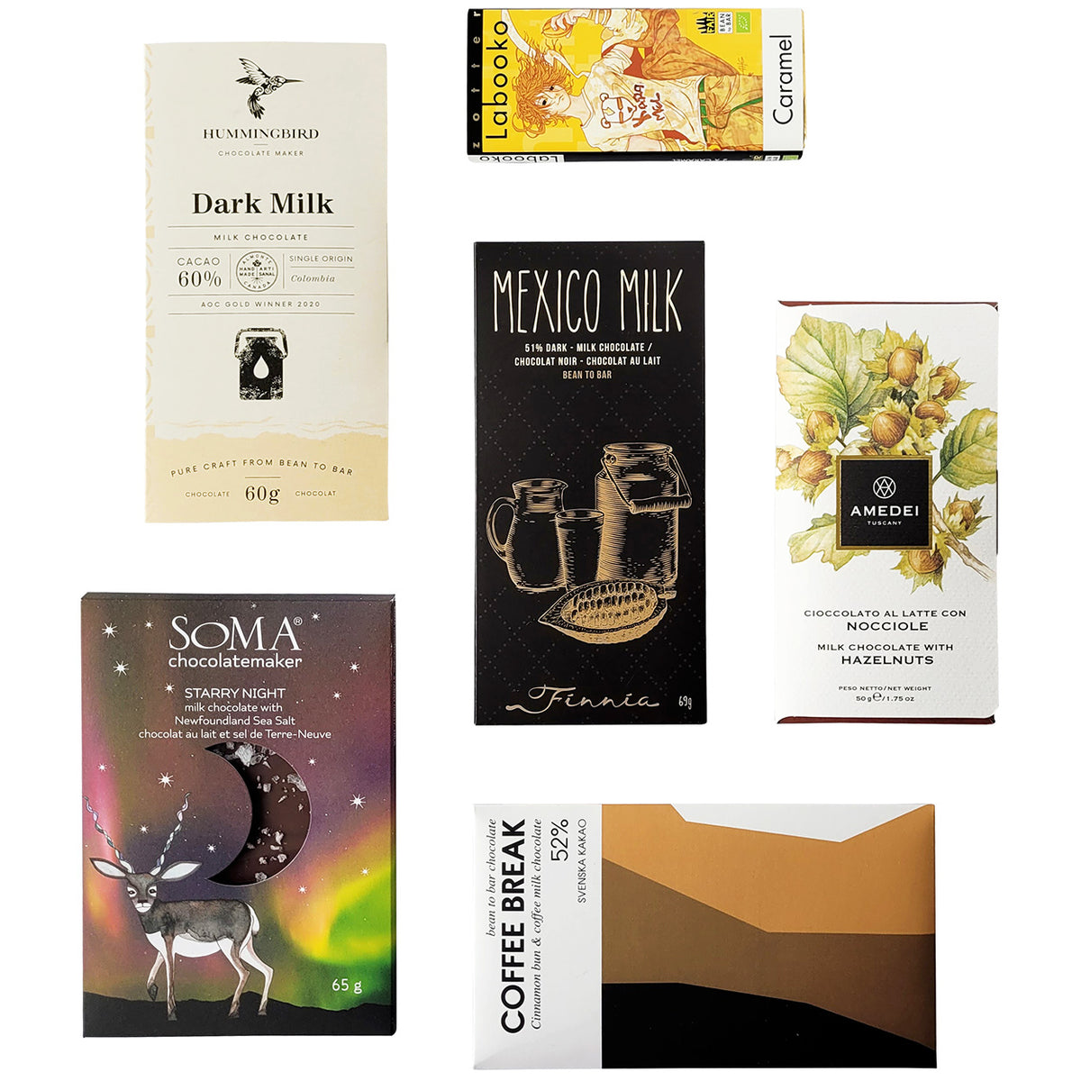 6 bean to bar milk chocolate bars