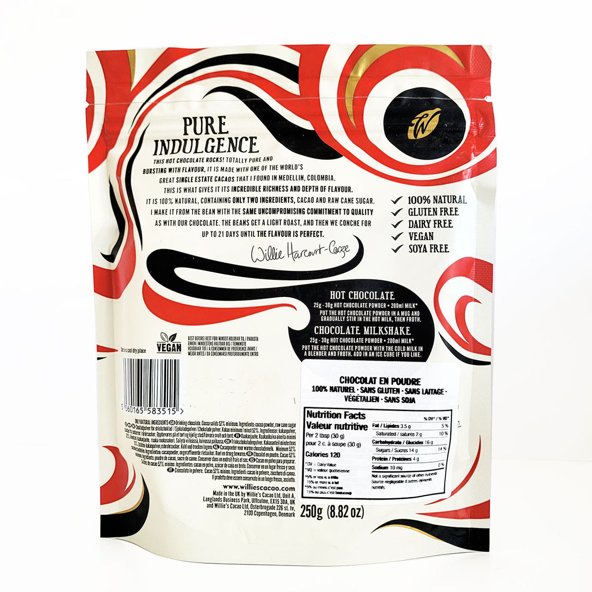 Willie&#39;s Cacao Hot Chocolate ingredients
